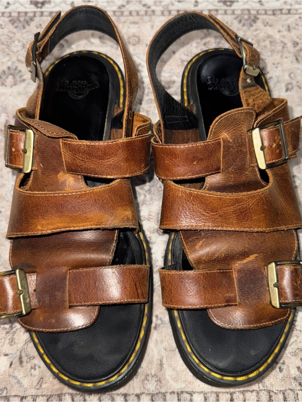 DR. MARTENS Ariel Luxury Leather Buckle Platform Women's Sandals US 9 Brown